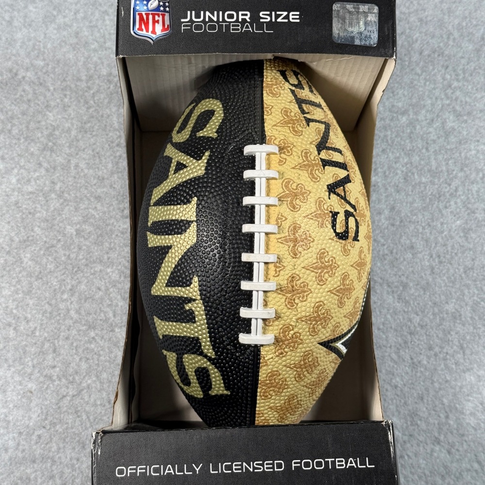 NFL New Orleans Saints Junior Size Football Rawlings Black Gold EALB118 NEW